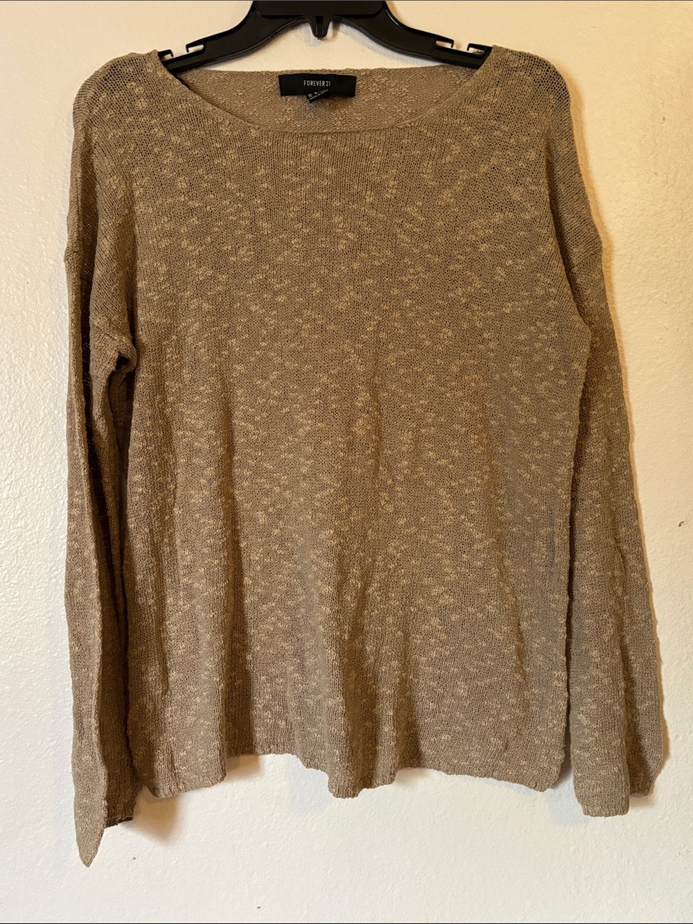 Forever 21 Taupe Marled Fine Knit Crewneck Pullover Sweater Size M